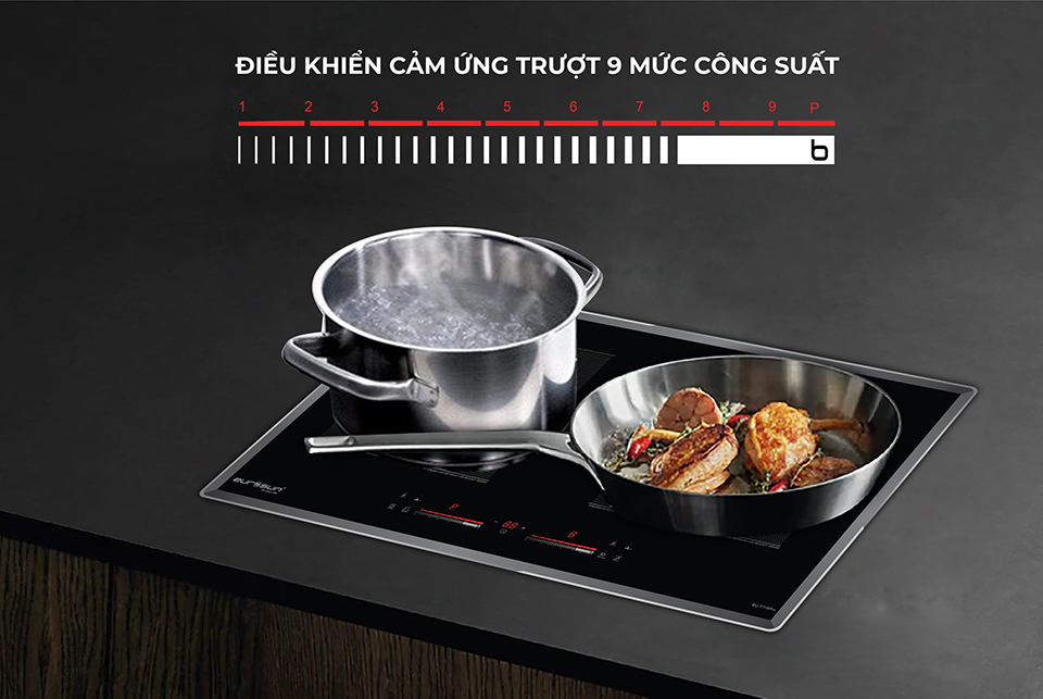 Điều khiển cảm ứng trượt 9 mức công suất Bếp Từ Eurosun EU-T210Max
