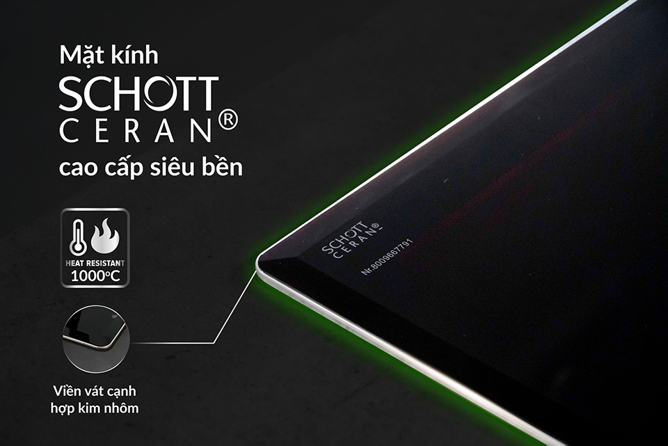 Bếp Từ Eurosun EU-T798 Pro được trang bị mặt kính Schottt Ceran cao cấp siêu bền