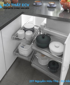 Kệ Góc Liên Hoàn Inox 304, Nan Dẹt, Đáy Melamin, Inox Mờ GROB GM304-290L, GM304-290R