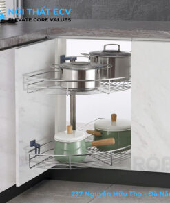 Kệ Mâm Xoay Góc 180 Nan Tròn, Inox SUS304 Xước Mờ GROB GR304-180A, GR304-180B