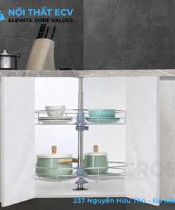 Kệ Mâm Xoay Góc 360 Nan Tròn, Inox SUS304 Xước Mờ GROB GR304-360A, GR304-360B